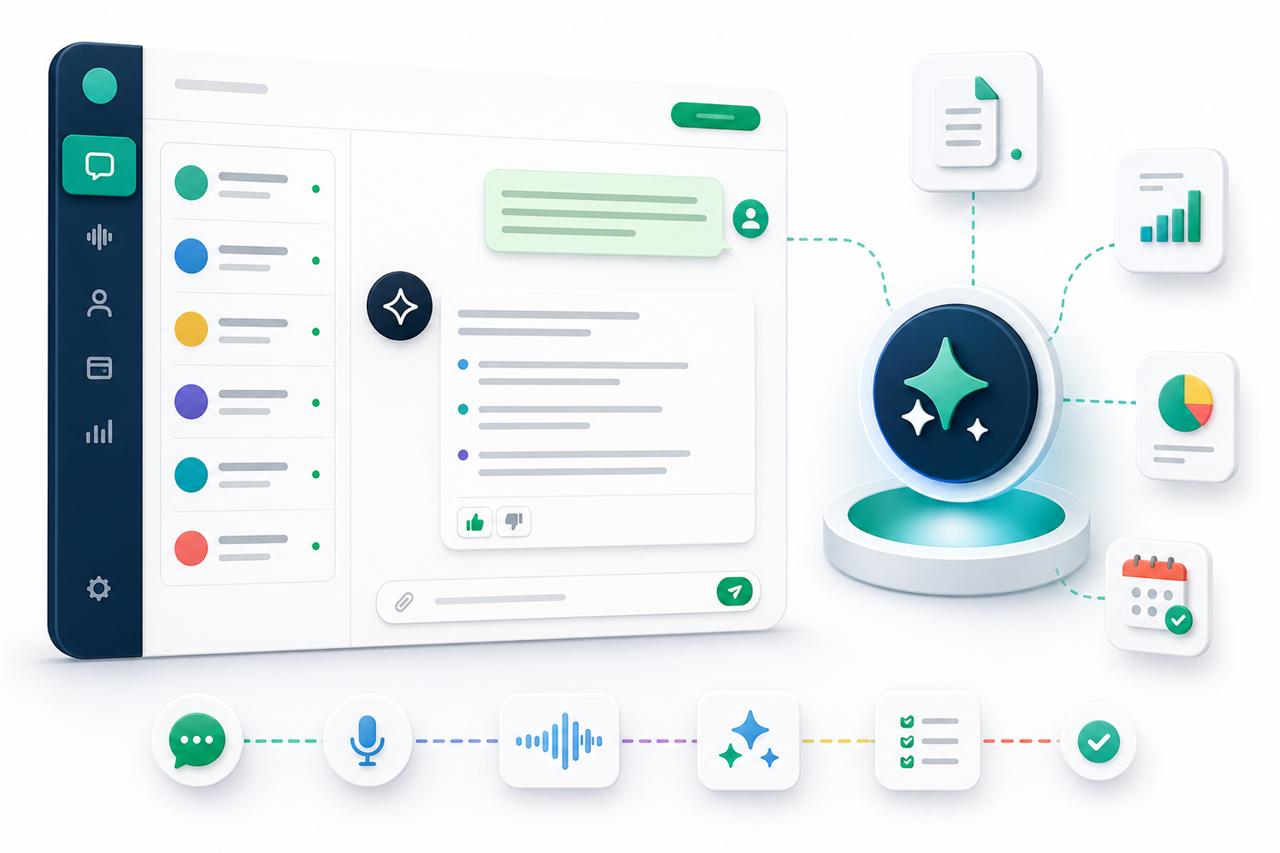 AI assistant answering a /zap command inside WhatsApp