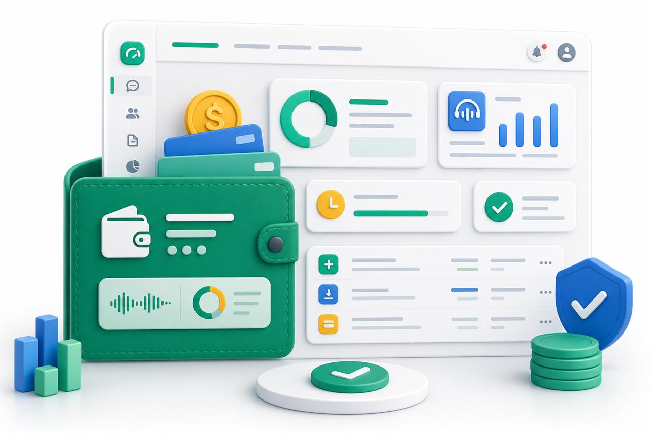 Prepaid wallet balance and per-minute billing controls